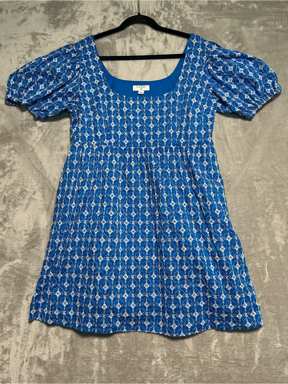 RHODE X Target Babydoll Puff Sleeve Mini Dress Women’s XL Blue embroidered